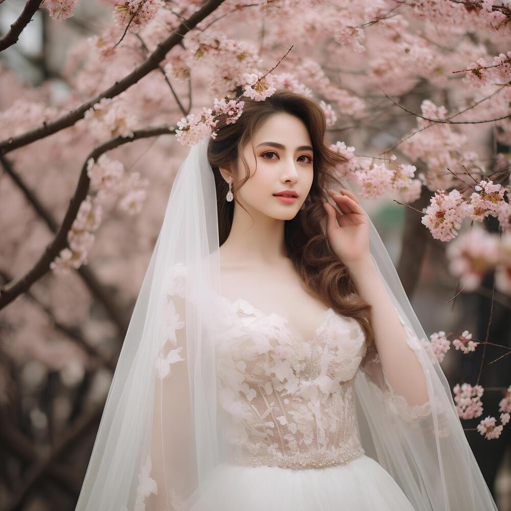 Sakura wedding dress with sleeves