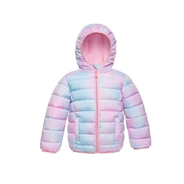 Girls and Toddlers' Lightweight Water-Resistant Packable Hooded Puffer Jacket