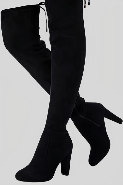 black thigh high boot heels