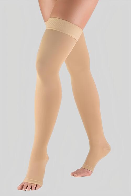 open toe thigh high compression stockings