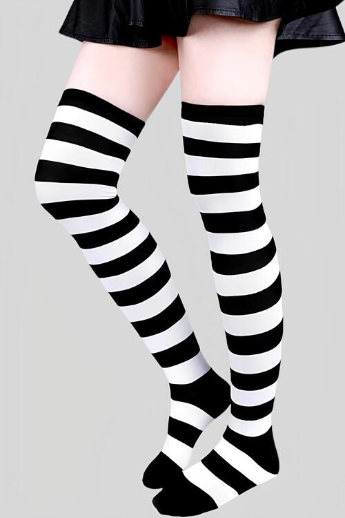 striped thigh high stockings